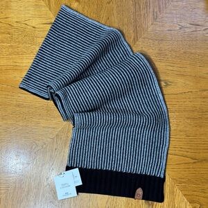 NWT COACH 100% CASHMERE BLACK & GREY STRIPE SCARF